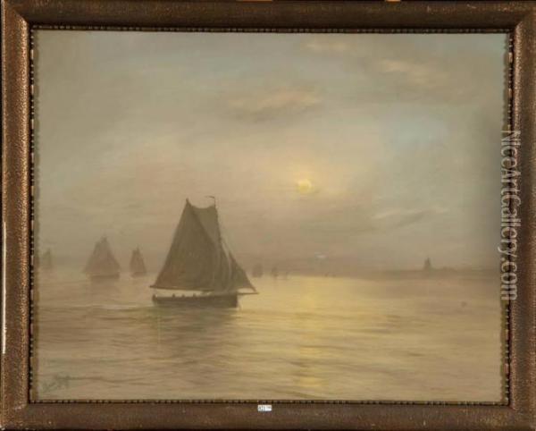 Marine Au Cepuscule Oil Painting - Romain Steppe