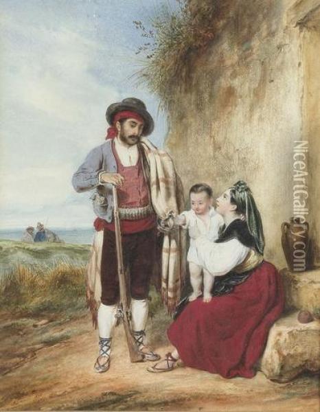 Brigant Bei Seiner Familie. Oil Painting - Francois, Francisque Grenier De Saint Martin