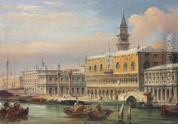 The Doges Palace And The Piazetta, Venice Oil Painting - Edward Pritchett