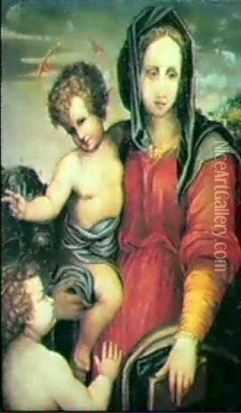 La Madonna Col Bambino E S. Giovannino Oil Painting - Paolo Paolino