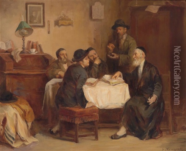 Talmudstunde Oil Painting - Mozart Rottmann