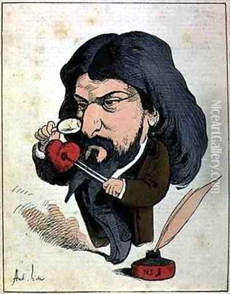 Caricature of Alphonse Daudet 1840-97 from Les Hommes dAujourdhui Oil Painting - Andre Gill