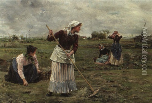 Frauen Bei Der Feldarbeit Oil Painting - Josef Gisela