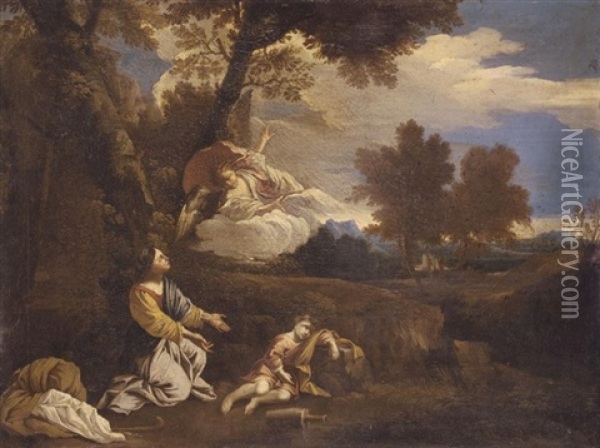 The Angel Appears To Hagar And Ishmael Oil Painting - Pier Francesco Mola