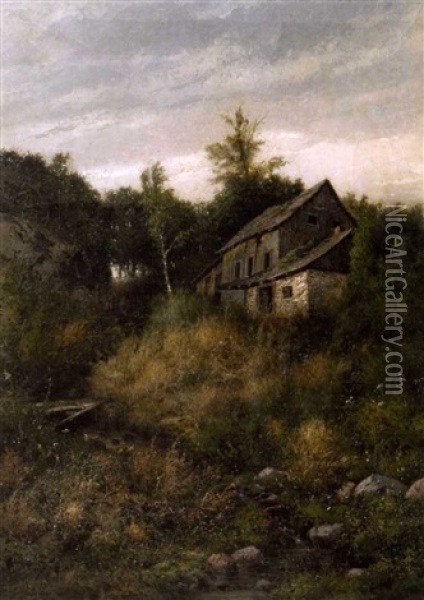 Summer Landscape With Cottage Oil Painting - William Raphael