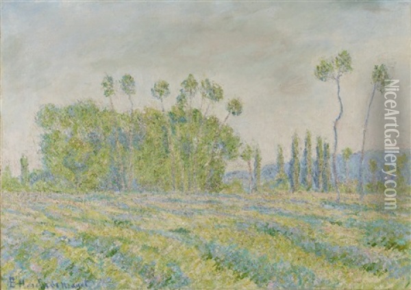 Peupliers Des Ajoux, Giverny Oil Painting - Blanche Hoschede-Monet