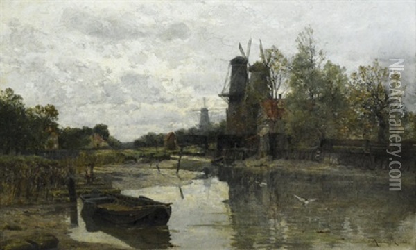 Kanal Bei Dordrecht Oil Painting - Friedrich Kallmorgen