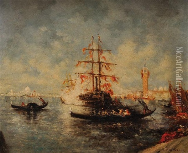 Bataille Navale A Venise Oil Painting - Charles Clement Calderon
