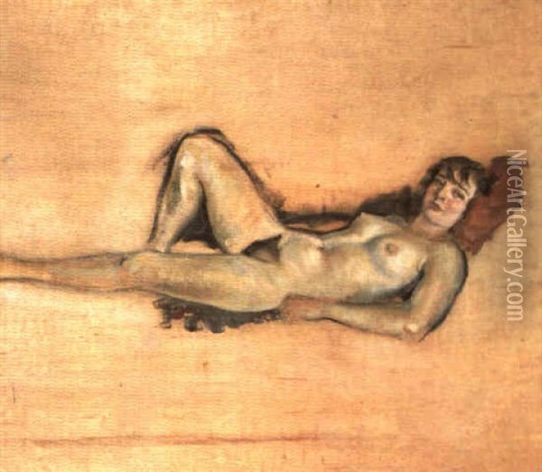Liegender Weiblicher Akt Oil Painting - Otto Friedrich