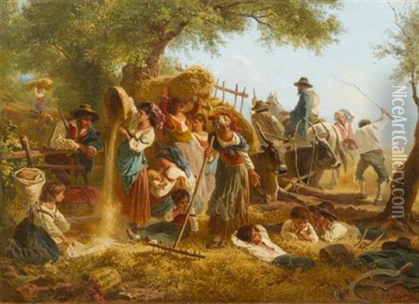 Harvest Oil Painting - Abraham Andre Zwahlen
