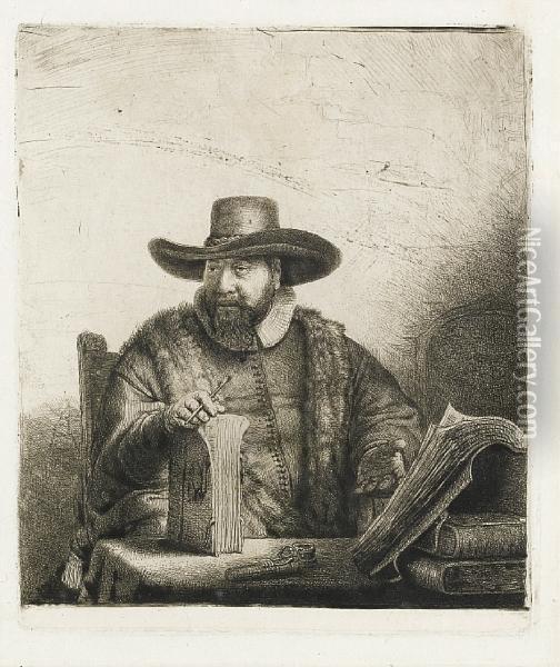 Cornelis Claesz. Anslo, Preacher (bartsch 271) Oil Painting - Rembrandt Van Rijn