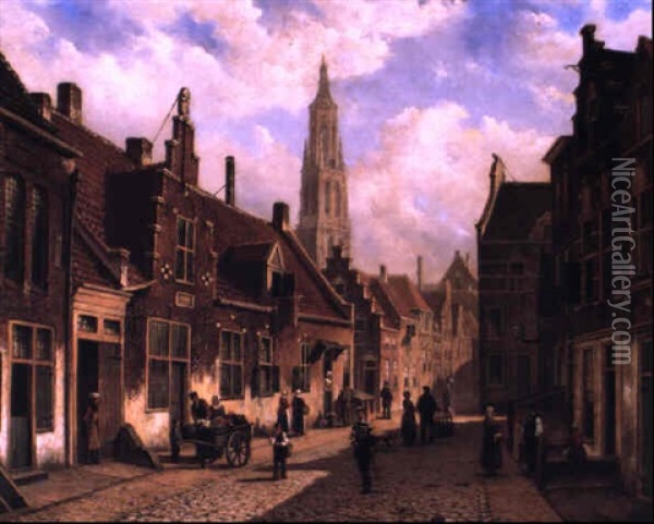 Dutch Market Town Oil Painting - Gustave Leonhard de Jonghe