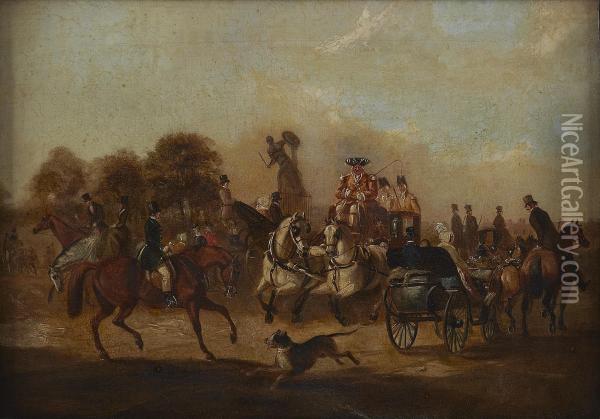 Hyde Park Corner - Coaches And Carriages Oil Painting - Samuel Henry Alken