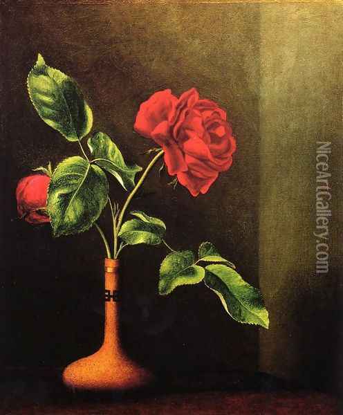 Still LIfe With Rose Oil Painting - Martin Johnson Heade