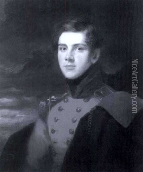 Portrait Of A Young Officer Oil Painting - Benjamin Rawlinson Faulkner