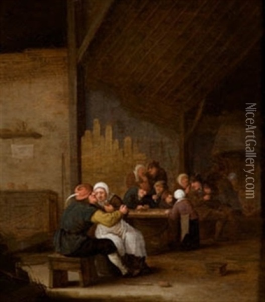 Interior De Taberna Con Campesinos Oil Painting - Bartholomeus Molenaer