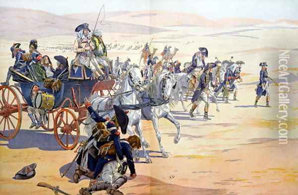 Napoleon 1769-1821 and his Troops in the Desert during the Egyptian Campaign Oil Painting - Jacques Onfray de Breville