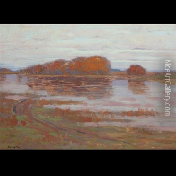 Golden Willow Oil Painting - Arthur Wesley Dow