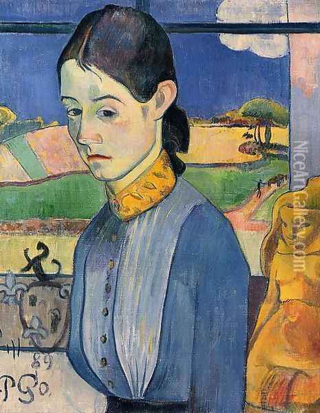 Young Breton Woman Oil Painting - Paul Gauguin