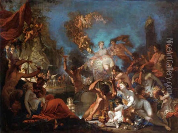 A Bacchanale Scene Oil Painting - Domenicus van (Ascanius) Wynen