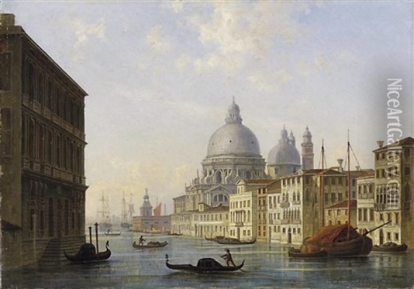 Venedig. Der Canal Grande Mit Santa Maria Della Salute Oil Painting - H. Schwan