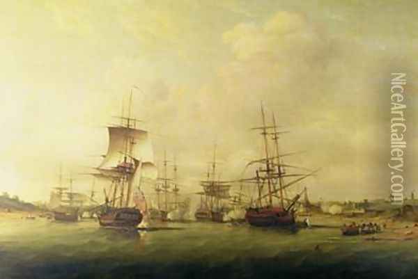 Action off the coast of France 13th May 1779 Oil Painting - Thomas Luny