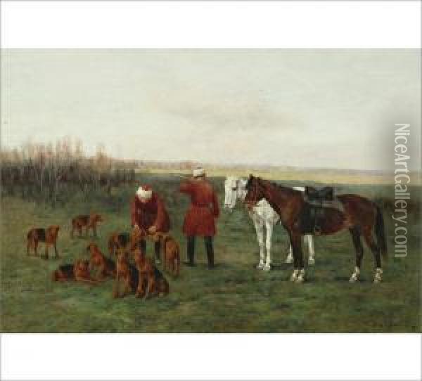 Hunters In The Steppe Oil Painting - Sergei Semenovich Voroshilov