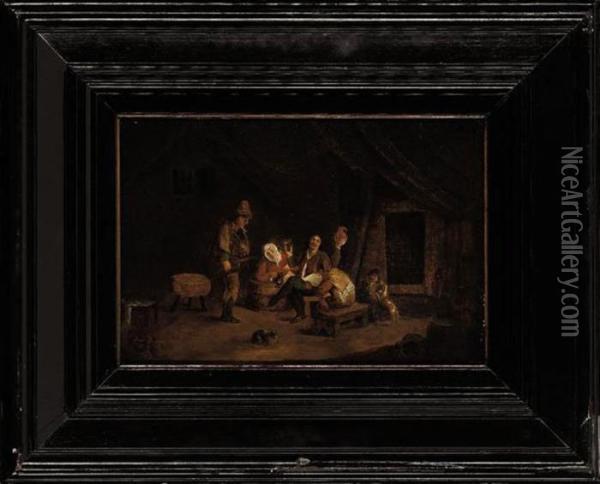 Peasants In An Inn Oil Painting - Adriaen Jansz. Van Ostade