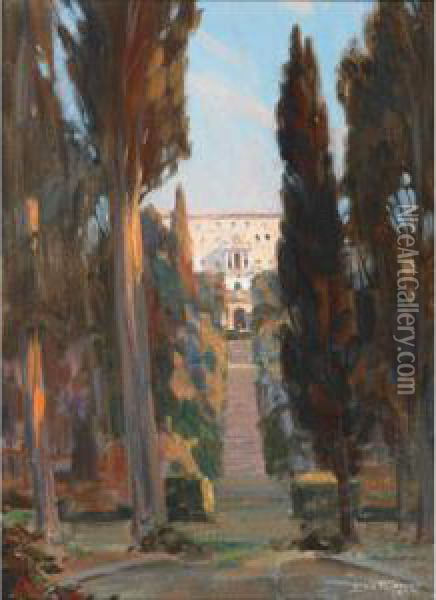 Approaching The Estate Oil Painting - Eric John Benson Riordon
