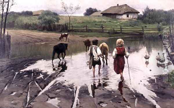 The Ford Oil Painting - Nikolai Pimonenko