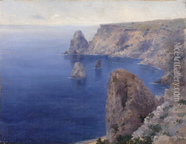 View Of Cape Fiolent, Crimea Oil Painting - Vladimir Baltz