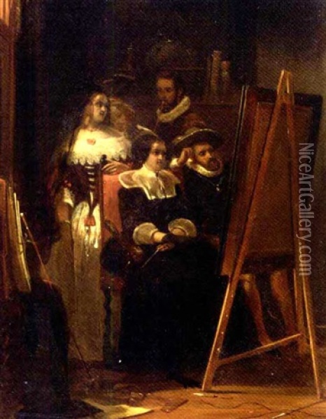 Artistic Admiration Oil Painting - Johann Cornelius Mertz