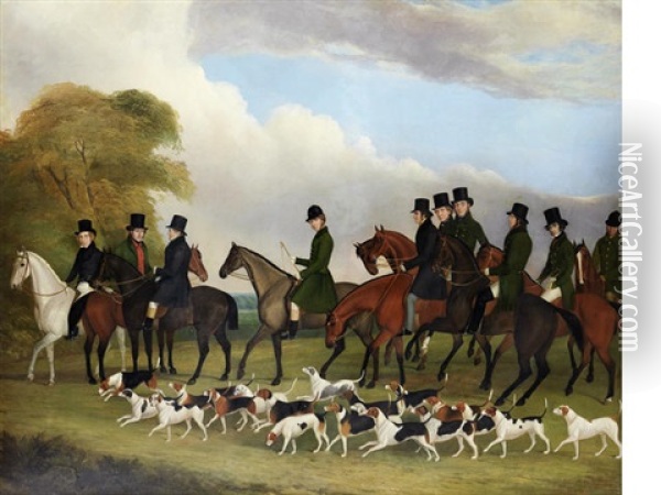 Members Of The Hopton Hunt Oil Painting - John Paul