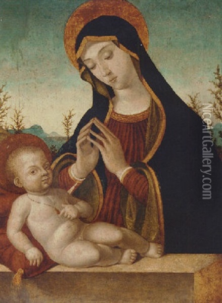 The Madonna And Child Oil Painting - Antonio de Saliba