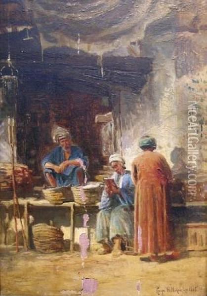 Une Boutique A Caire Oil Painting - Konstantin Egorovich Makovsky