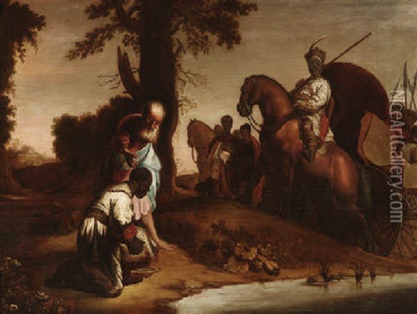 Die Taufe Des Mohrenkammerers Oil Painting -  Rembrandt van Rijn