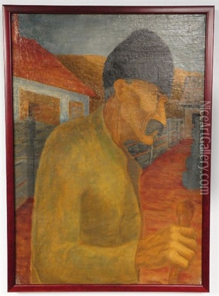 Peasant With Cane Oil Painting - Andor Sugar