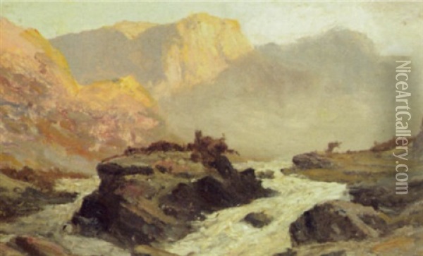 A Highland Stream Oil Painting - Frank Thomas Carter