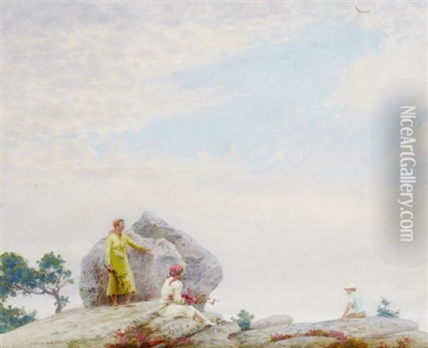 Gray Day On The Cliff Oil Painting - Charles Courtney Curran