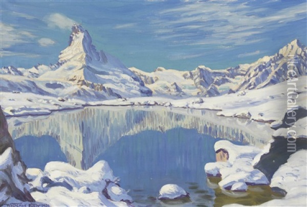 Erster Schnee Am Stellisee Oil Painting - Waldemar Theophil Fink