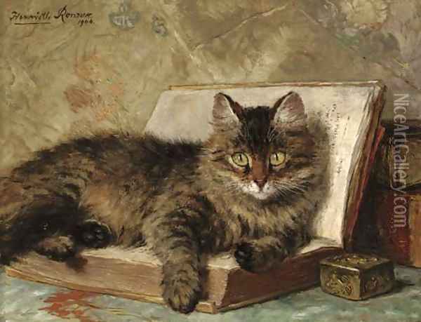 The wise cat Oil Painting - Henriette Ronner-Knip