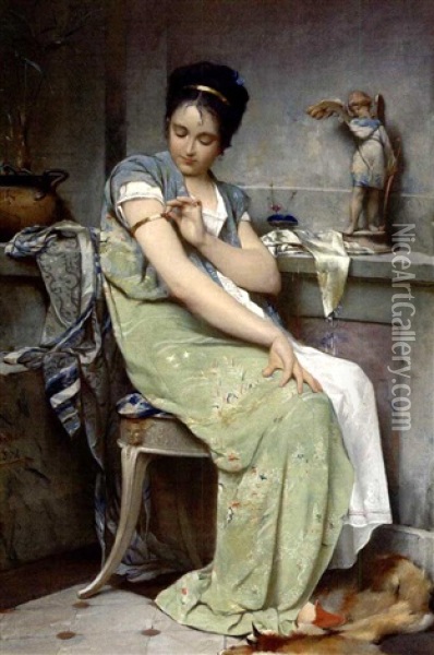 The Amulet Oil Painting - Emile Auguste Pinchart