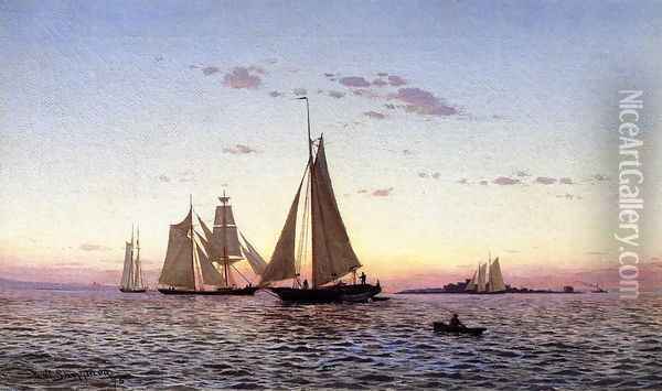 Lower New York Bay Oil Painting - Warren W. Sheppard