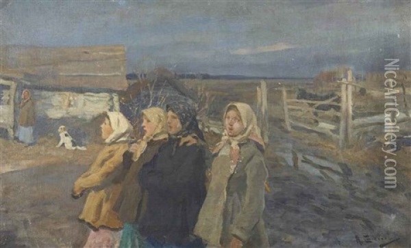 Peasant Women Of The Village Oil Painting - Aleksei Stepanovich Stepanov