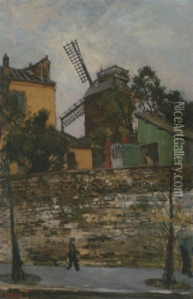 Le Moulin De La Galette Oil Painting - Marcel Francois Leprin