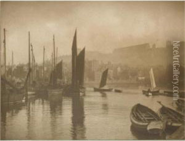 View Of Whitby Harbour Oil Painting - Frank Meadow Sutcliffe