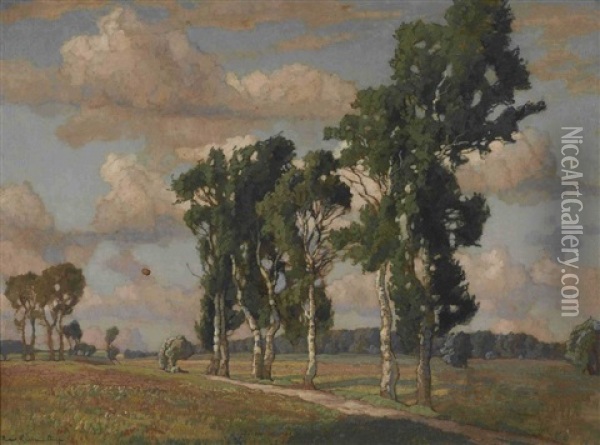 Sommerliche Landschaft Mit Birken Oil Painting - Richard Kaiser