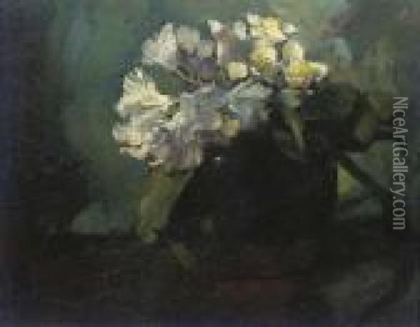 Zinnias In A Vase Oil Painting - Floris Verster