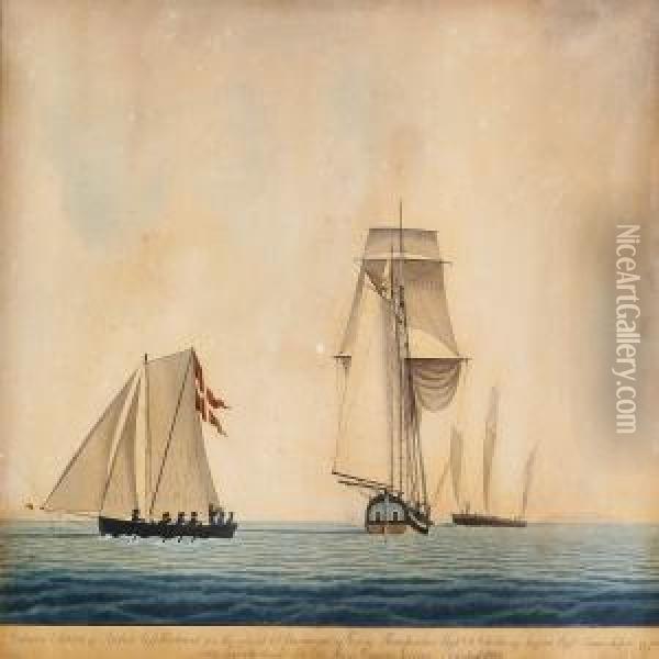 A Collection Of Six Ship Portraits From Captain Michael Moller, Copenhagen Oil Painting - Jacob Petersen