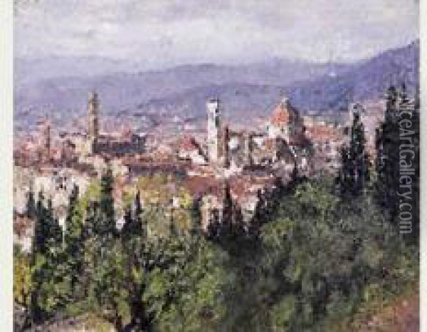 Vue De Florence Oil Painting - Louis Marie Desire-Lucas